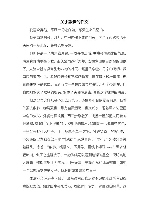 初三作文：关于散步的作文700字