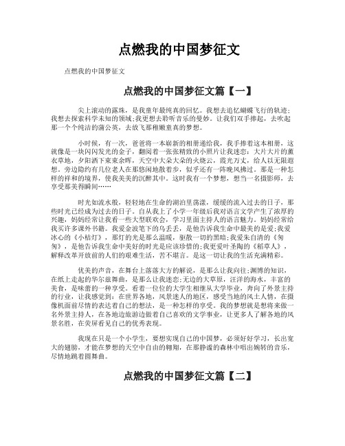 点燃我的中国梦征文