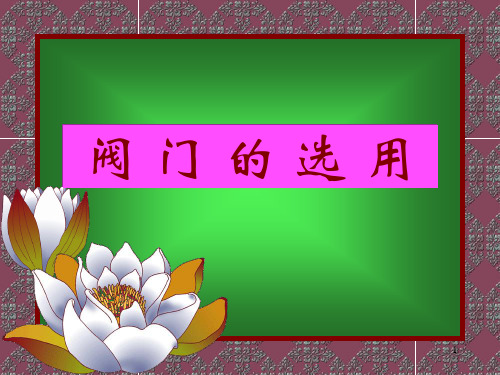 阀门的选用PPT培训课件