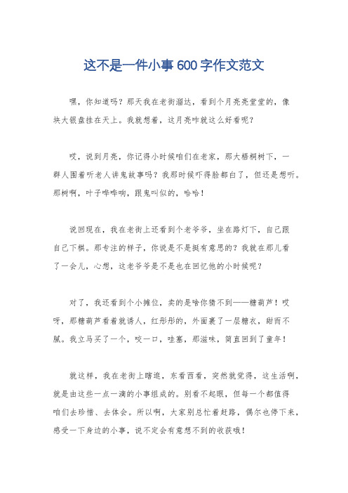 这不是一件小事600字作文范文