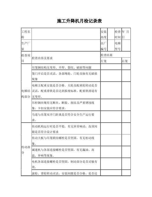 施工升降机月检记录表