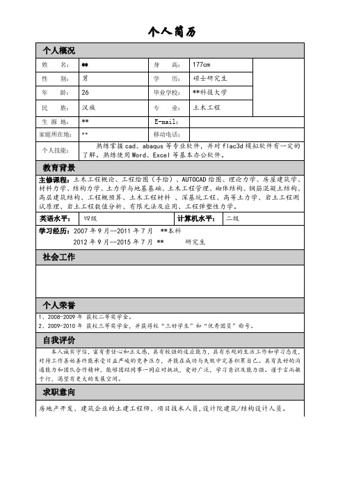 研究生求职简历模板