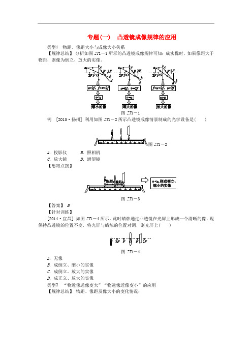 中考物理总复习 专题训练(一)凸透镜成像规律的应用