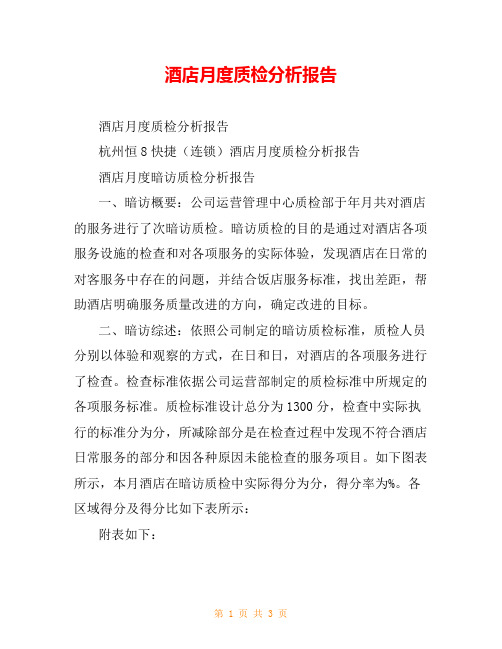 酒店月度质检分析报告