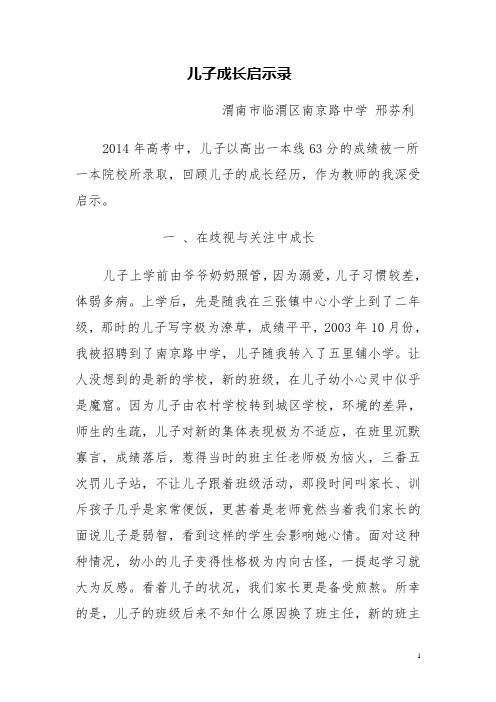 渭南市临渭区邢芬利儿子成长启示录