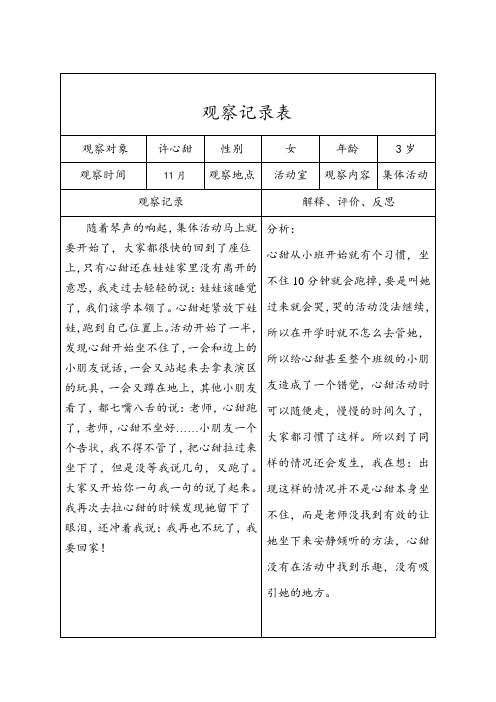 观察记录表4