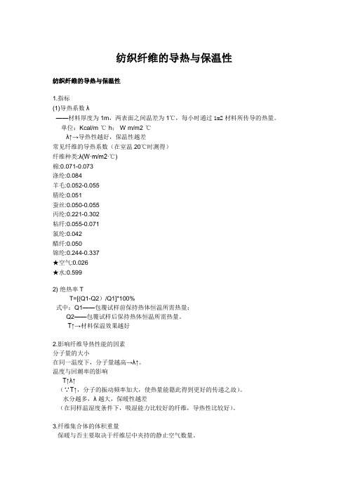 纺织纤维的导热与保温性