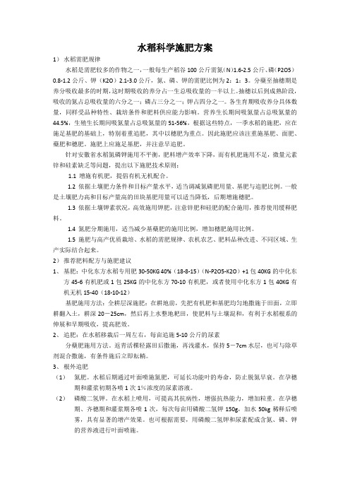 水稻科学施肥方案