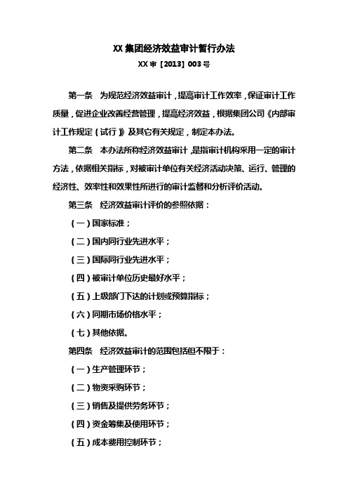 集团公司经济效益审计暂行办法