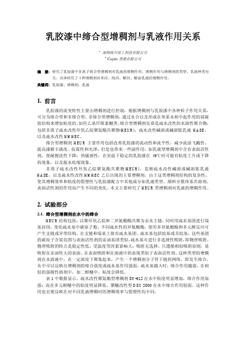 乳胶漆中缔合型增稠剂与乳液作用关系