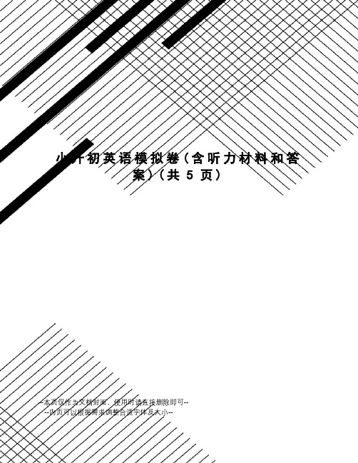 小升初英语模拟卷