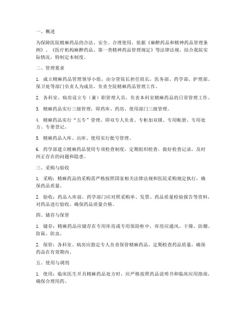医院精麻药品管理制度流程