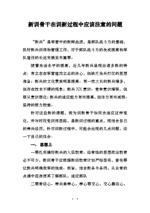 新训骨干在训新过程中应该注意的问题