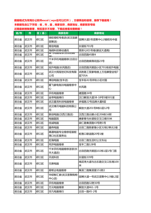 新版湖北省武汉市硚口区电脑工商企业公司名录名单黄页大全63家