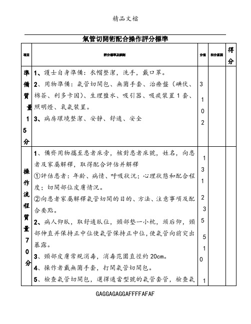 气管切开操作评分标准