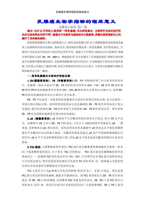 乳腺癌生物学指标的临床意义