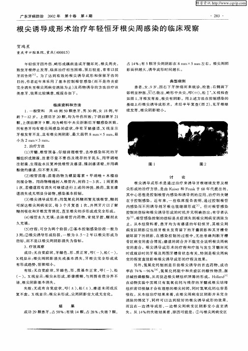 根尖诱导成形术治疗年轻恒牙根尖周感染的临床观察