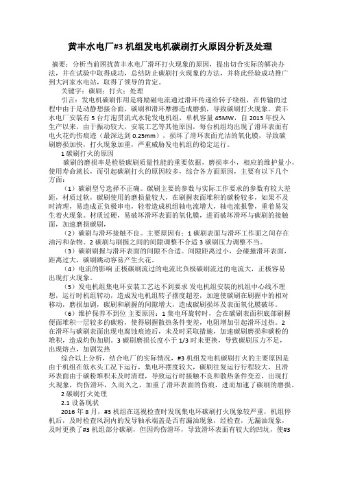 黄丰水电厂#3机组发电机碳刷打火原因分析及处理