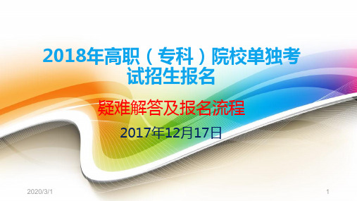 高职专科院校单独考试招生报名疑难解答及报名流程PPT课件