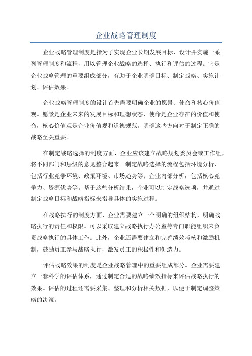 企业战略管理制度