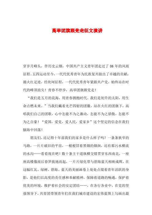 【2019年整理】高举团旗跟党走征文演讲