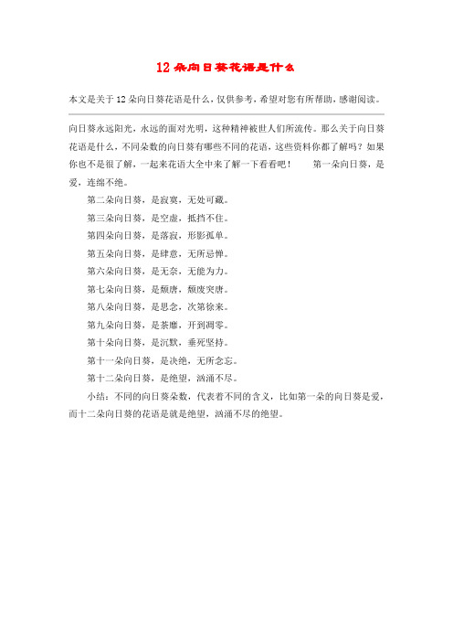 12朵向日葵花语是什么