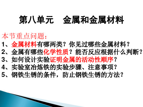 人教版初中化学九年级下册复习课：第八单元 金属和金属材料  课件