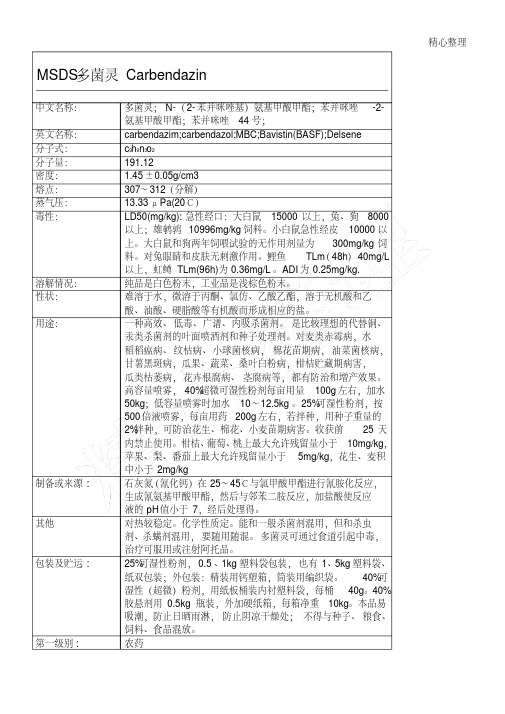 农药化学品安全说明手册-MSDS