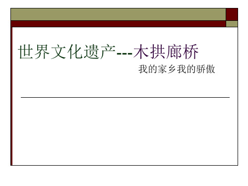 世界文化遗产---木拱廊桥