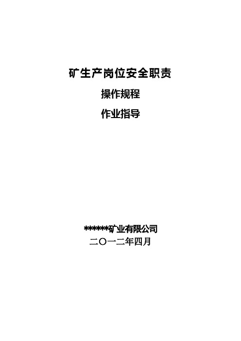 矿山标准化岗位安全职责操作规程作业指导书
