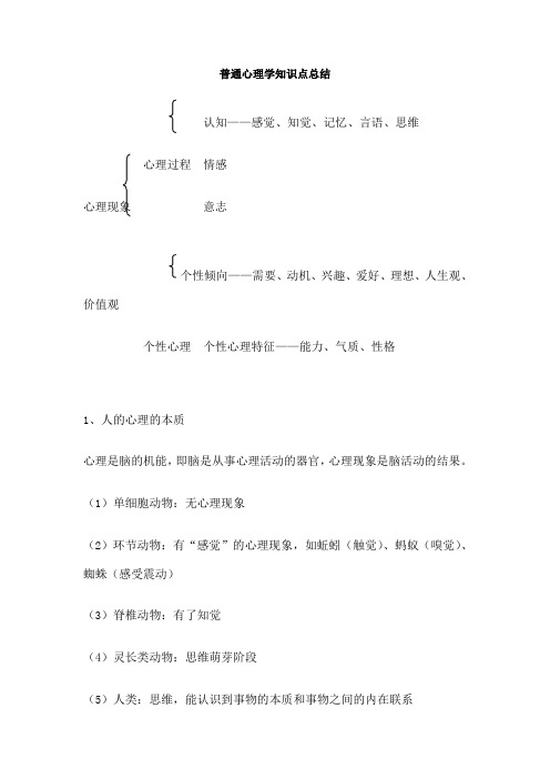 普通心理学知识点总结