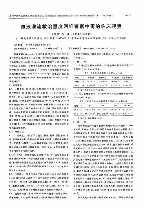 血液灌流救治重度阿维菌素中毒的临床观察