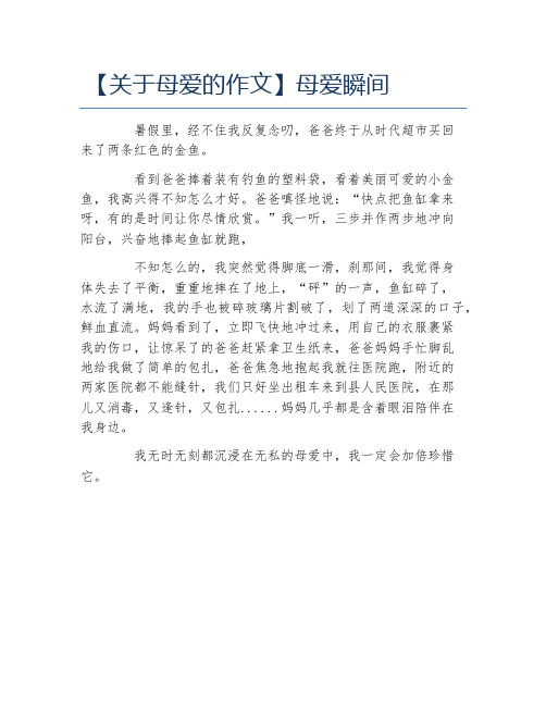 关于母爱的作文母爱瞬间