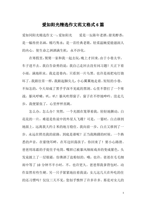爱如阳光精选作文范文格式6篇