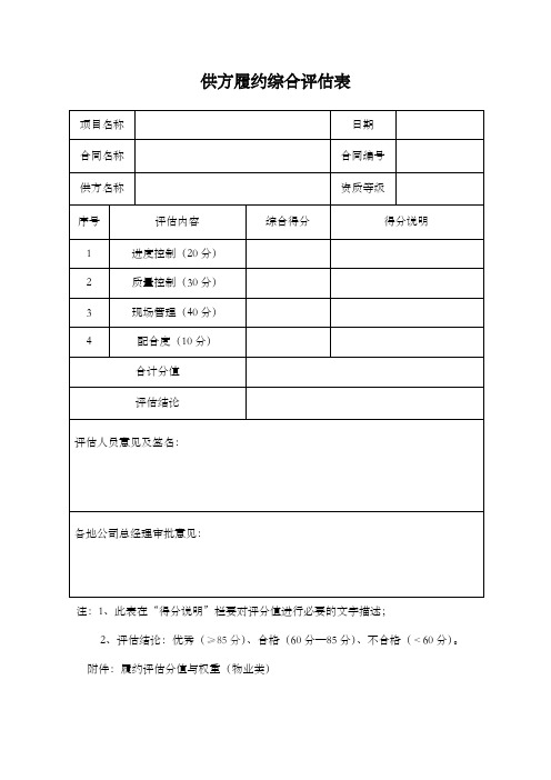 合同履约评估表