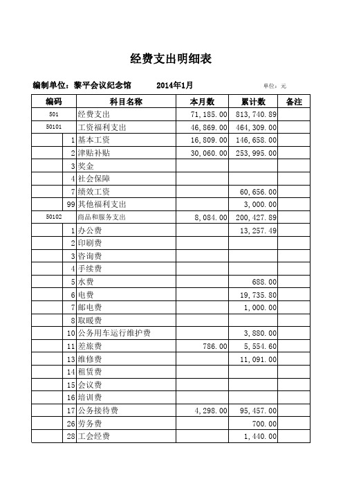经费支出明细表