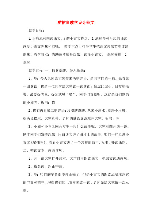 猫捕鱼教学设计范文