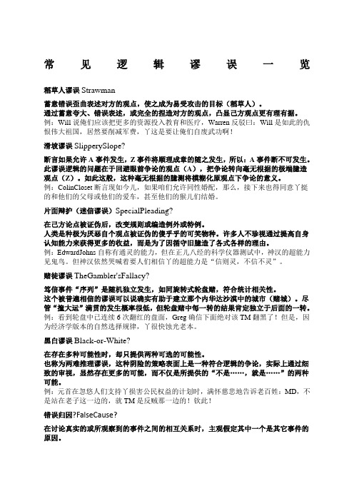 常见逻辑谬误一览