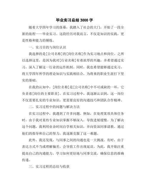 毕业实习总结3000字