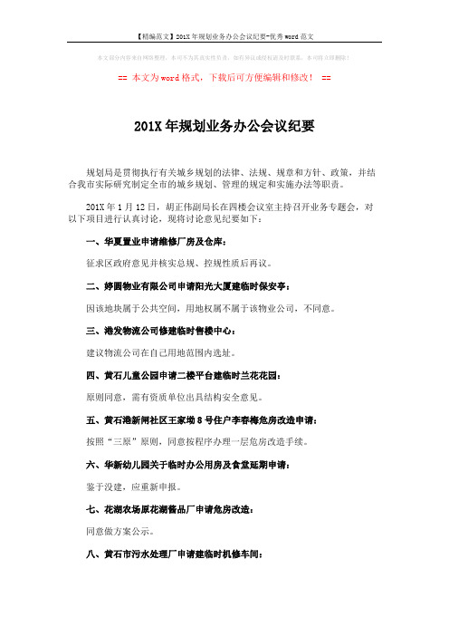 【精编范文】201X年规划业务办公会议纪要-优秀word范文 (3页)
