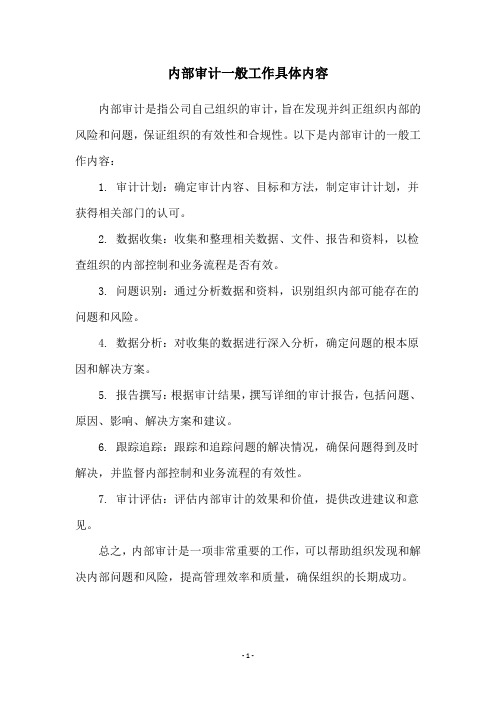 内部审计一般工作具体内容