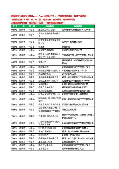 2020新版云南省曲靖市师宗县家具有限公司工商企业公司商家名录名单黄页联系电话号码地址大全34家