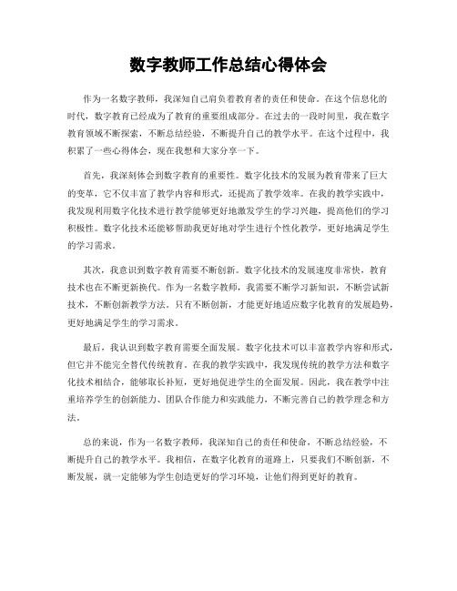 数字教师工作总结心得体会