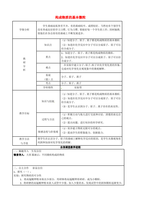 沪科版 3.1 构成物质的基本微粒(第1课时)教案 