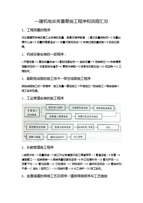 一建机电实务重要施工程序和流程汇总