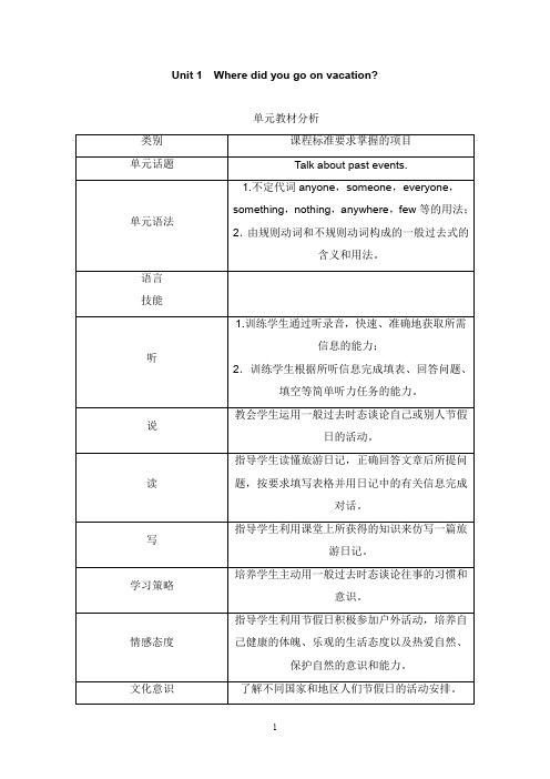 2018年秋八年级英语上册Unit1Wheredidyougoonvacation教案新版人教新目标版【word版】.doc