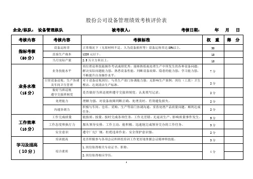 设备管理人员考核表
