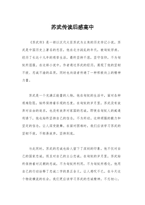 苏武传读后感高中