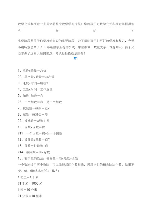 小学数学所有公式和顺口溜