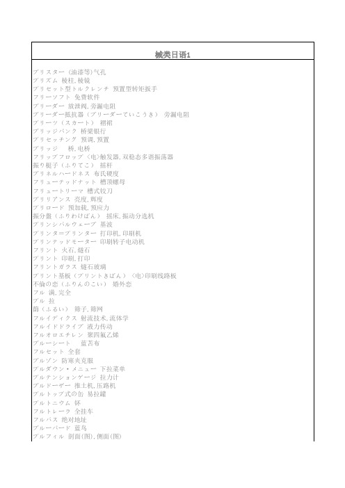 日语机械相关单词表